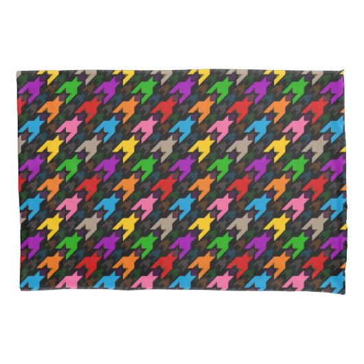 Kleurrijk Houndstooth Patroon Zwart Kussensloop (Voorkant)