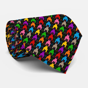 Kleurrijk Houndstooth Patroon Zwart Stropdas