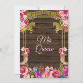 Kleurrijk hout Charro Floral Pink Quinceañera Kaart (Achterkant)