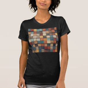 Kleurrijk Houten Blokken Patroon met Landelijke Sf T-shirt