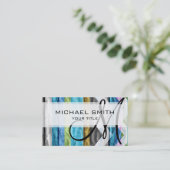 Kleurrijk houtschevron patroon #6 visitekaartje (Staand voorkant)