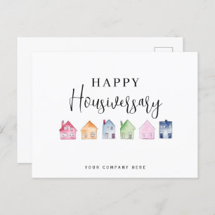 Kleurrijk huis Happy Housiversary Real Estate Briefkaart