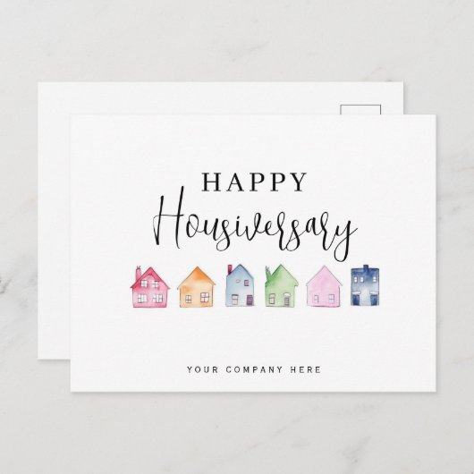 Kleurrijk huis Happy Housiversary Real Estate Briefkaart (Voorkant / Achterkant)