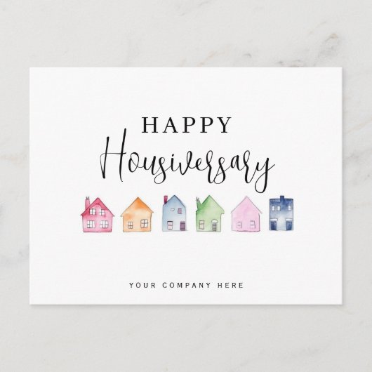 Kleurrijk huis Happy Housiversary Real Estate Briefkaart (Voorkant)