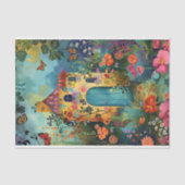 KLEURRIJK HUIS IN LENTE TUIN DECOUPAGE TISSUEPAPIER (Voorkant)