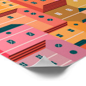 Kleurrijk huizenpatroon in vlakke ontwerpstijl poster (Hoek)