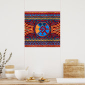 Kleurrijk Hunab Ku Mayan-symbool #3 Poster (Keuken)