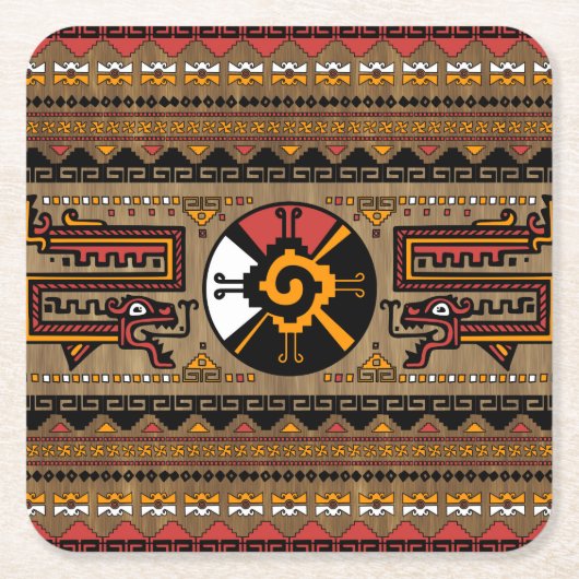 Kleurrijk Hunab Ku Mayan-symbool #5 Kartonnen Onderzetters (Voorkant)