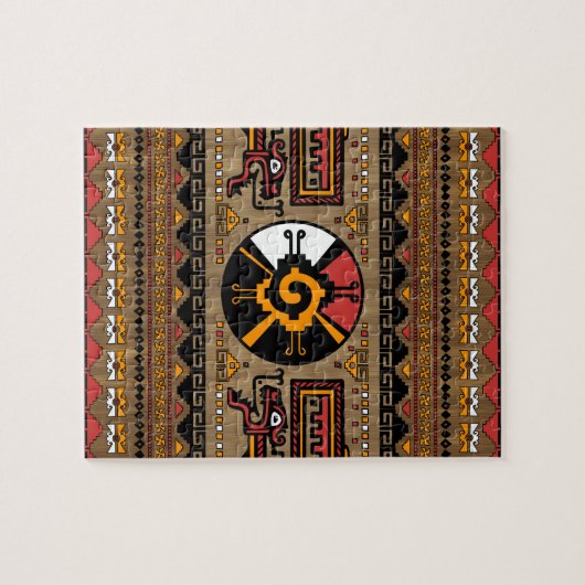 Kleurrijk Hunab Ku Mayan-symbool #5 Legpuzzel (Horizontaal)