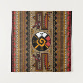 Kleurrijk Hunab Ku Mayan-symbool #5 Wandkleed (Voorkant (horizontaal))