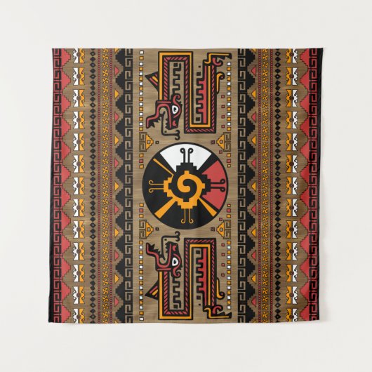 Kleurrijk Hunab Ku Mayan-symbool #5 Wandkleed (Voorkant (horizontaal))