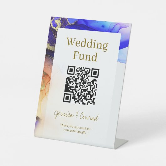 Kleurrijk huwelijksfonds reclamebord met voetstuk (Voorkant)