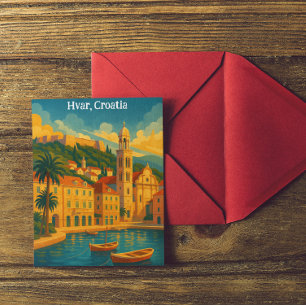 Kleurrijk Hvar Kroatië Vintage Reizen Briefkaart