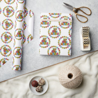 Kleurrijk I Love 60s Muziek op Wit  Cadeaupapier