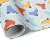 Kleurrijk Ice Schaats Winterpatroon Cadeaupapier (Rol Hoek)
