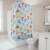 Kleurrijk Ice Schaats Winterpatroon Douchegordijn (In situ)