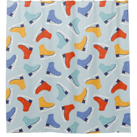 Kleurrijk Ice Schaats Winterpatroon Douchegordijn (Voorkant)