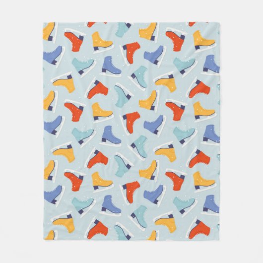 Kleurrijk Ice Schaats Winterpatroon Fleece Deken (Voorkant)