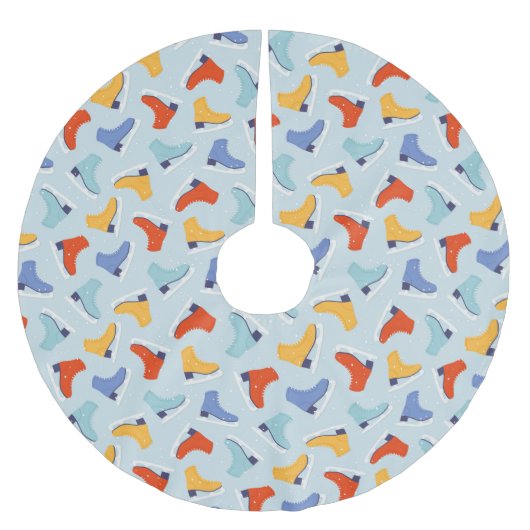 Kleurrijk Ice Schaats Winterpatroon Kerstboom Rok (Voorkant)