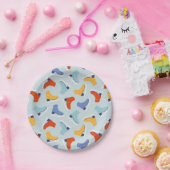 Kleurrijk Ice Schaats Winterpatroon Papieren Bordje (Feest)