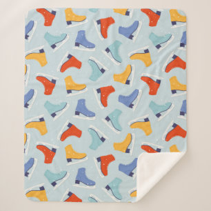 Kleurrijk Ice Schaats Winterpatroon Sherpa Deken