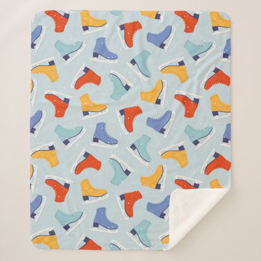 Kleurrijk Ice Schaats Winterpatroon Sherpa Deken (Voorkant)