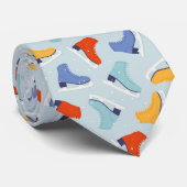 Kleurrijk Ice Schaats Winterpatroon Stropdas (Opgerold)