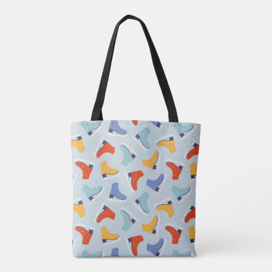 Kleurrijk Ice Schaats Winterpatroon Tote Bag (Achterkant)
