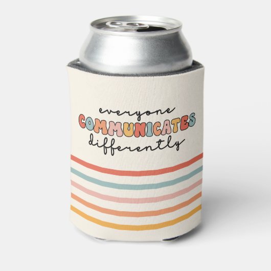 Kleurrijk Iedereen communiceert anders Blikjeskoeler (Blikje Achterkant)