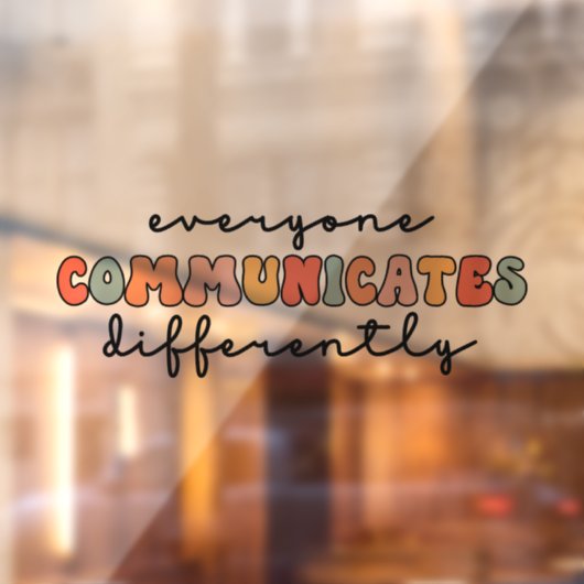 Kleurrijk Iedereen communiceert anders Raamsticker (Vel 2)