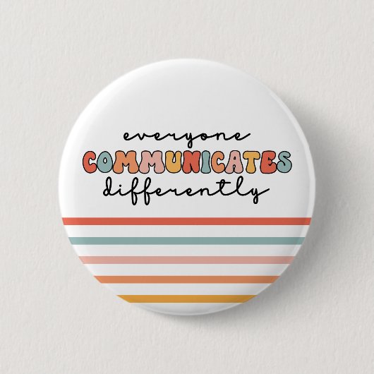 Kleurrijk Iedereen communiceert anders Ronde Button 5,7 Cm (Voorkant)