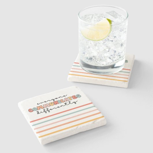 Kleurrijk Iedereen communiceert anders Stenen Onderzetter (Zijkant)