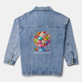 Kleurrijk Ijsje Sundae – Illustratie van een Mooie Denim Jacket