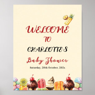 Kleurrijk Ijsje Zoete Baby Shower Welkom Poster
