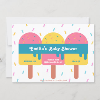 Kleurrijk ijslolly-baby shower kaart