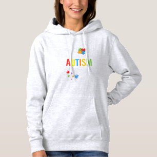 Kleurrijk Ik ben een echte oma Love Heart Autism A Hoodie