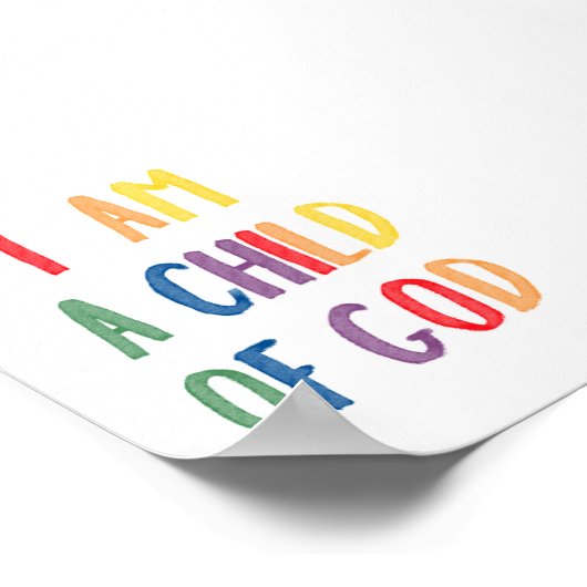 Kleurrijk Ik ben een kind van God poster (Hoek)