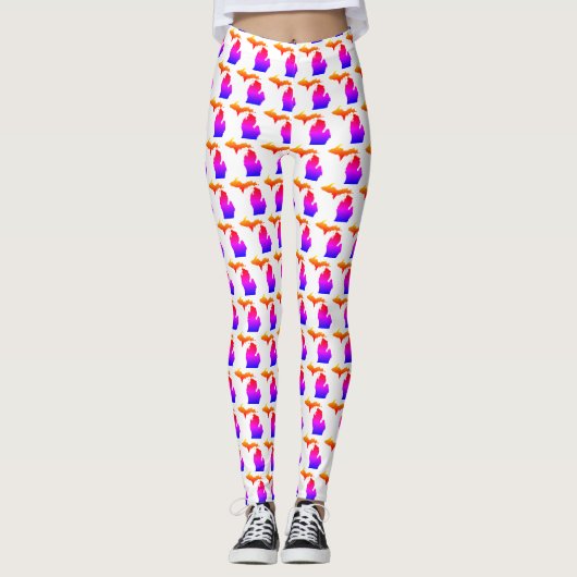 Kleurrijk Ik hart de Grote Meren Michigan Leggings (Voorkant)