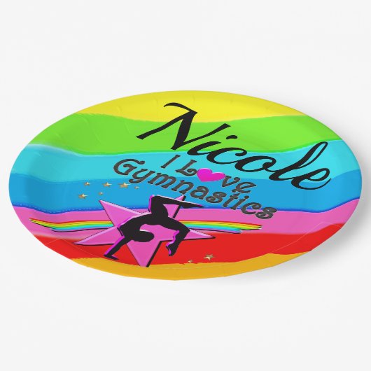 KLEURRIJK IK HOU VAN GYMNASTIEK GEPERSONALISEERD O PAPIEREN BORDJE (Gekanteld)