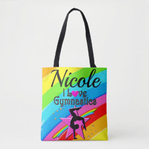 KLEURRIJK IK HOU VAN GYMNASTIEK GEPERSONALISEERD O TOTE BAG
