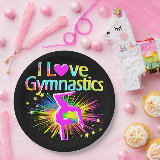 KLEURRIJK IK HOU VAN GYMNASTIEK PAPIEREN BORDEN PAPIEREN BORDJE (Feest)