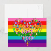 Kleurrijk Ik hou van je hart LGBT Regenboog Vlag Briefkaart (Voorkant / Achterkant)