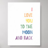 Kleurrijk Ik hou van je naar de maan en terug prin Poster (Voorkant)