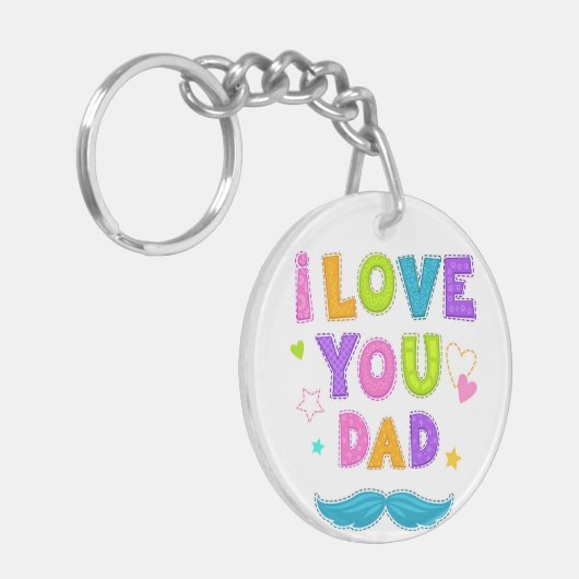 Kleurrijk Ik hou van je pap Sleutelhanger (Voorkant Links)