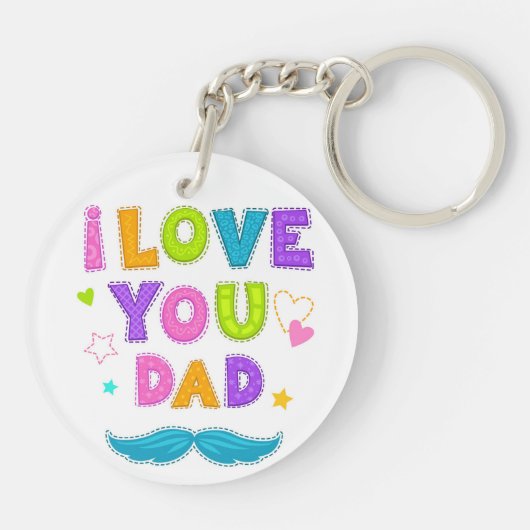 Kleurrijk Ik hou van je pap Sleutelhanger (Achterkant)
