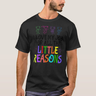 Kleurrijk Ik hou van mijn werk voor alle kleine re T-shirt