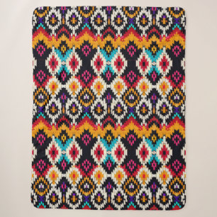 Kleurrijk Ikat-geïnspireerd geometrisch patroon Sherpa Deken
