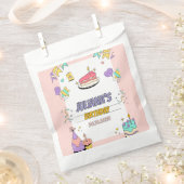 Kleurrijk illustratief verjaardagsfeestje bedankzakje (Geknipt)