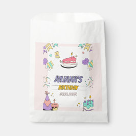 Kleurrijk illustratief verjaardagsfeestje bedankzakje