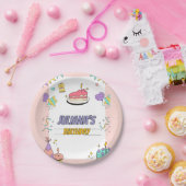 Kleurrijk illustratief verjaardagsfeestje papieren bordje (Feest)